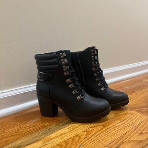MIA black combat heel boots with laces